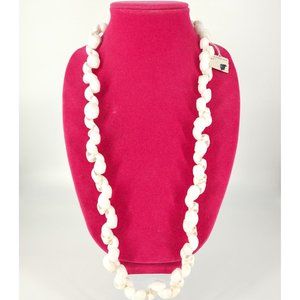 Vintage Mini White Conch Sea Shell Long Necklace Seashell Rosette Lei Lady 32"